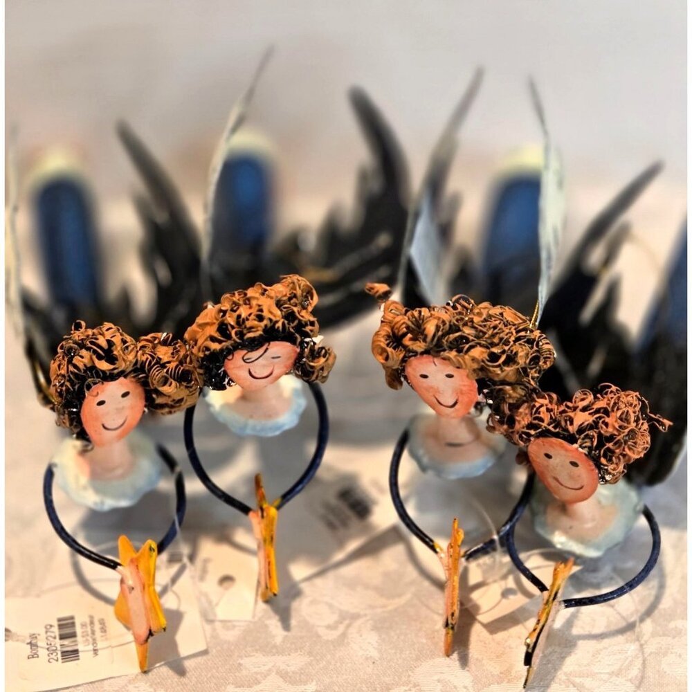 Vintage Bombay Company 9" Metal Angel Christmas Tree Ornaments Set of 4  *RARE*
